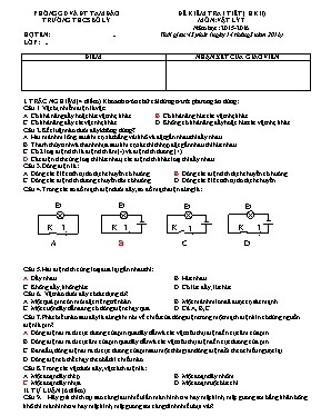 Đề kiểm tra một tiết học kì II Vật lí lớp 7 - Năm học 2015-2016 - Trường THCS Bồ Lý